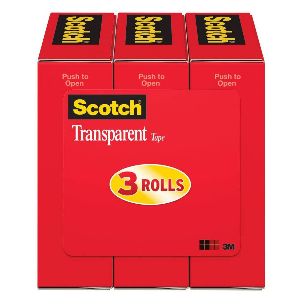 Scotch 3pk Transparent Tape 3/4" x 1000"