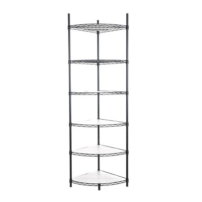 Dolonm 6-Tier Heavy Duty Corner Shelf, Adjustable  Metal Rack  Corner Storage Display Chrome Rack for Bathroom/Kitchen/Office