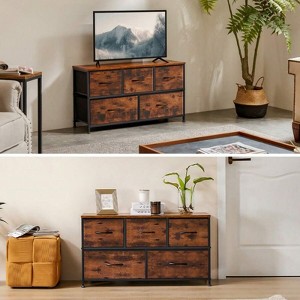 SKRAN Dresser For Bedroom,5 Storage Drawers,Fabric Closet Chests Organizer Tower Furniture With Wooden Top Metal Frame For Clothes, Guest Room - 1 of 4