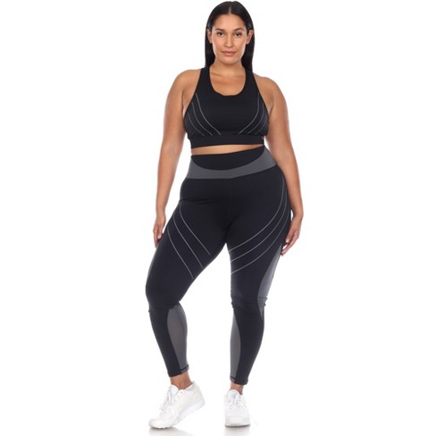 Black Plus Size High Waist Activewear Leggings With Pockets Size X-Large