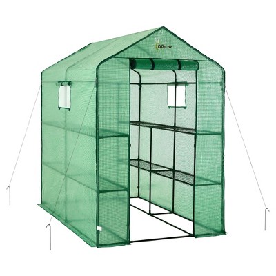 Large Heavy Duty Walk - In 2 Tier 8 Shelf Portable Lawn And Garden Greenhouse - Green - Ogrow