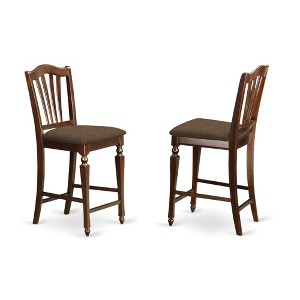 East West Furniture,Chelsea Stools with upholstered seat, 24" seat height, Set of 2 - 1 of 2