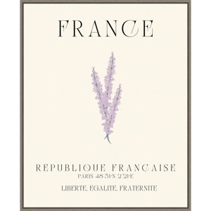 23" x 28" France Travel Poster Lavender by Chayan Lewis Framed Canvas Wall Art Print - Amanti Art: Modern Botanical Lithograph - 1 of 4