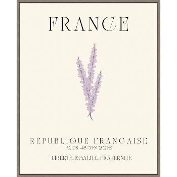 23" x 28" France Travel Poster Lavender by Chayan Lewis Framed Canvas Wall Art Print - Amanti Art