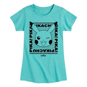 Girls' - Pokémon - Pikachu Wink Face Fitted Short Sleeve Graphic T-Shirt - 1 of 4