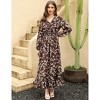 Women's Bohemian Floral Print Maxi Dress - V-Neck Long Sleeve Wedding Guest Gown, Flowy Beach Dress - 4 of 4