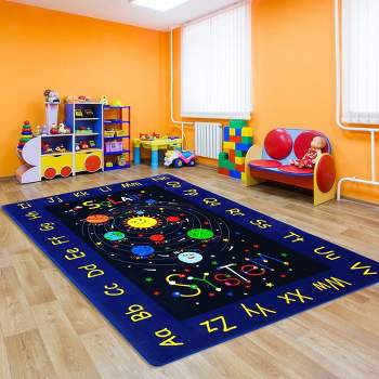 Kids Solar System Educational Rug Galaxy Outer Space Kids Rugs for Kids Bedroom Nursery Playroom Classroom