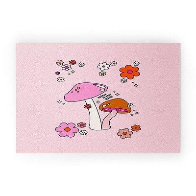 Daily Regina Designs Colorful Mushrooms And Flowers 30" x 20" Welcome Mat - Society6