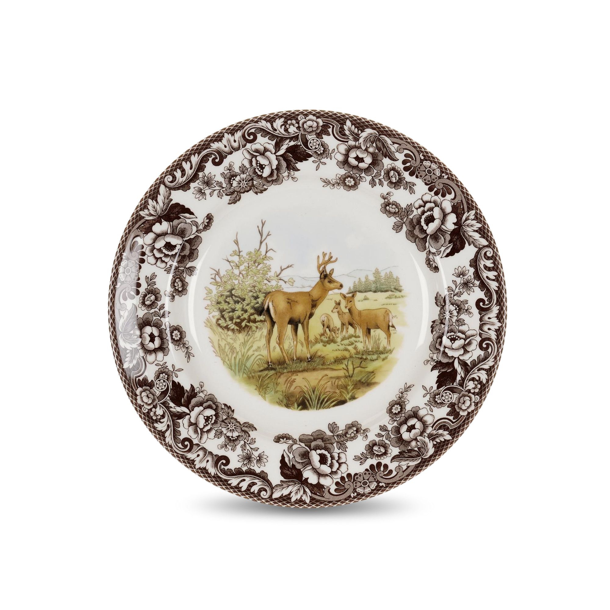 Spode Woodland American Wildlife Mule Deer Dinner Plate - Rustic Earthenware Tableware, 10.5" Collectible Plate - Made in England