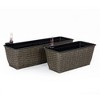 Okak 2-Pack(S+M) Rectangle Succulent & Orchid Pots with Drainage Holes, Hand Woven Wicker Planters for Indoor/Outdoor - 4 of 4