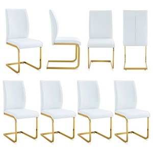 FONTOI 8PCS Arch Dining Chairs with High Resilience, Dining Chair with Arched Metal Legs for Living Room, White&Gold, 21.6"*39"*17.3" - 1 of 4