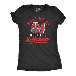 Womens Wake Me Up When Its Halloween T Shirt Funny Vampire Scary Season Lover Tee For Ladies - Crazy Dog Women's T Shirt - 1 of 4