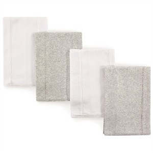 Touched by Nature Baby Organic Cotton Burp Cloths 4pk, White Gray, One Size - 1 of 1