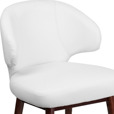 White LeatherSoft Accent Chair with Walnut Legs