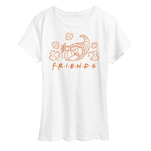 Women's - Friends - Thanksgiving Cornucopia with Leaves Logo Short Sleeve Graphic T-Shirt - 1 of 4