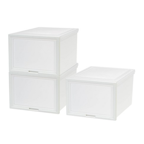 Iris 3pk Plastic Storage Drawer Deep With Sliding Door White : Target