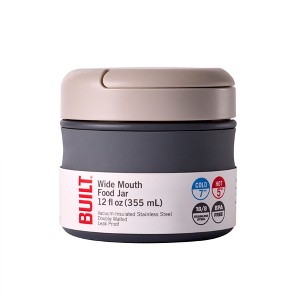 Built Wide Mouth Food Jar, 12oz Double-Wall Insulated Stainless Steel Container with Leak-Resistant Lid & Silicone Grip, Dishwasher-Safe (Slate) - 1 of 4