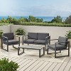 CAVINAS Balcony Furniture Set with Coffee Table, Aluminum Outdoor Sofa Set, Modern Patio Conversation Sets for Backyard, Dark Gray - 2 of 4