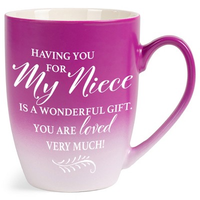 Elanze Designs My Niece You Are Loved Two Toned Ombre Matte Pink and White 12 ounce Ceramic Stoneware Coffee Cup Mug