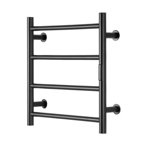 VEVOR 4 Bars Towel Warmer Rack, Wall Mounted Heated Towel Rack for Bathroom, IPX5 Waterpoof Towel Heater Rack with Timer & Display Screen, Black - 1 of 4