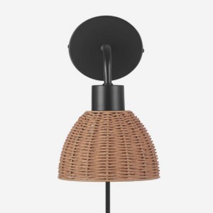 Briar 1-Light Plug-In or Hardwire Wall Sconce with Rattan Shade - Globe Electric - 1 of 4