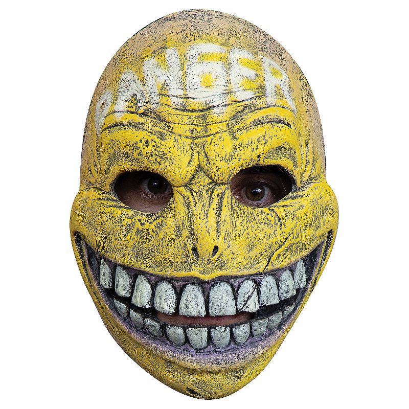 Ghoulish Adult Glow in the Dark Danger Smiley Costume Mask -  - Beige, 1 of 2