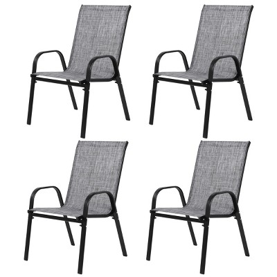 4 Piece Portable Patio Camp Chairs,Outdoor Camping Lawn Chairs with Textilene Fabric Set of 4,High Back Garden Chairs with Armrest-Coolbibila