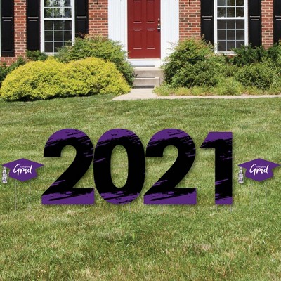 Big Dot of Happiness Purple Grad - Best is Yet to Come - 2021 Yard Sign Outdoor Lawn Decorations - Purple Graduation Party Yard Signs - 2021