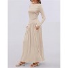 Women's Round Neck Ruched Pocket Slim - Fit Long - Sleeve Knit Maxi Dress, Elegant and Comfortable Dress for Multiple Occasions - 4 of 4