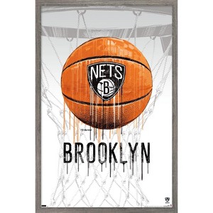 Trends International NBA Brooklyn Nets - Drip Basketball 21 Framed Wall Poster Prints - 1 of 4