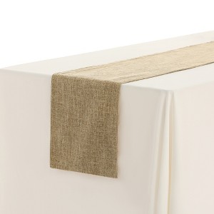 Unique Bargains Daily Home Decoration Long Faux Linen Table Runner Solid Color 1 Pack - 1 of 4