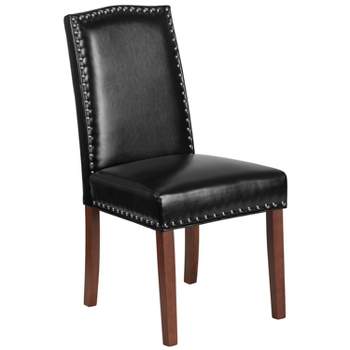 Merrick Lane Parsons Chair Plush Dining Chair with Accent Nail Trim and Wooden Legs