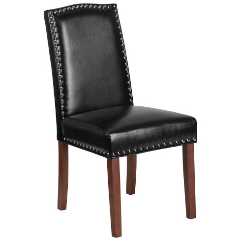Merrick Lane Parsons Chair Plush Black, Parsons Dining Chairs With Black Legs And
