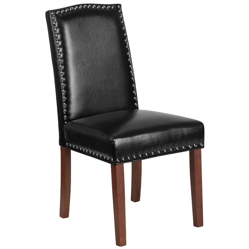 Merrick Lane Parsons Chair Plush Dining Chair with Accent Nail Trim and Wooden Legs, 1 of 15