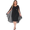 Agnes Orinda Women's Plus Size V Neck Ruched Wedding Wear to Work Bodycon Dresses - 3 of 4