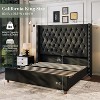 AMERLIFE Bed Frame with 61.4" Headboard,Velvet Tufted and Handmade Pleat Deep Button - 2 of 4