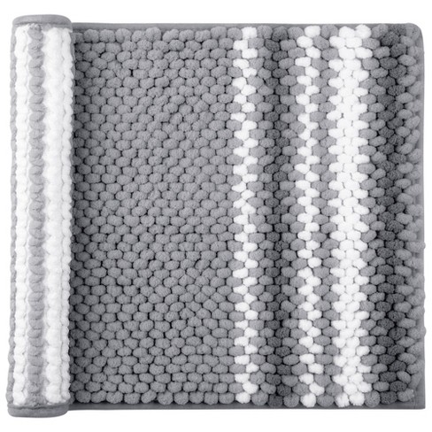 Space Grey Rugs for Bathroom Slip-Resistant Shag Chenille Bath