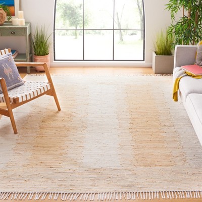 Ivory and Beige Handwoven Cotton 8' x 10' Area Rug