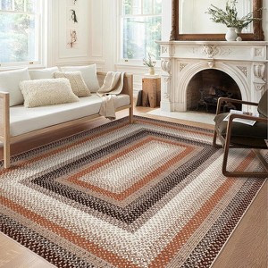 Vintage Braided Doormat, Washable Low-Pile Non-Slip Non-Shedding Small Rug for Entrance, Bedroom, Living Room, Kitchen, Farmhouse Decor - 1 of 4