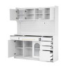 63'' Kitchen Storage Cabinet with Hutch, MDF Coffee Bar Cabinet with Drawers and Adjustable Shelves and Power Outlet for Kitchen - The Pop Home - 3 of 4