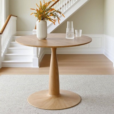 Modern Round Dining Table, Small Space Kitchen Table, Mid-Century Pedestal Base Table for Kitchen or Dining Room-Tanpinhause