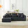 Resenkos 4-Seater Modular Sectional Sofa, Left Chaise Cloud Couch with Corduroy Upholstery and Deep Seating, Black - 3 of 4