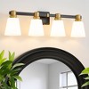 POWLIG 30-in 4-Light Black&Gold Modern Dimmable Vanity Light with Cone Milk White Glass Shade Suitable for Bathroom Living Room - 2 of 4