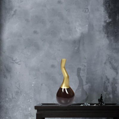 Modern Decorative 11" Brown and Gold Aluminum Table Vase