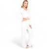 Anna-Kaci Lounge Women's Knit Tie-Front Lounge Set with Long Sleeve Cardigan and Wide-Leg Pants- White,Small - 3 of 4
