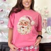 Santa Face Textured Paint - Women's Garment Dyed Graphic T-Shirt - 3 of 4