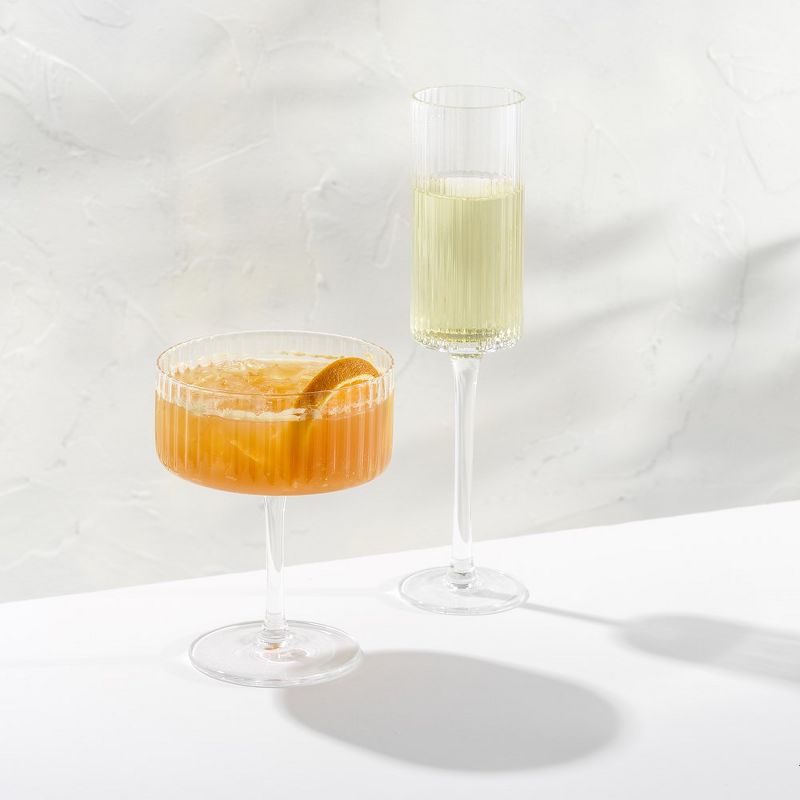 JoyJolt Elle Fluted Cylinder Martini Coupe Glass - 10 oz Ribbed Cocktail Glasses - Set of 2, 2 of 7