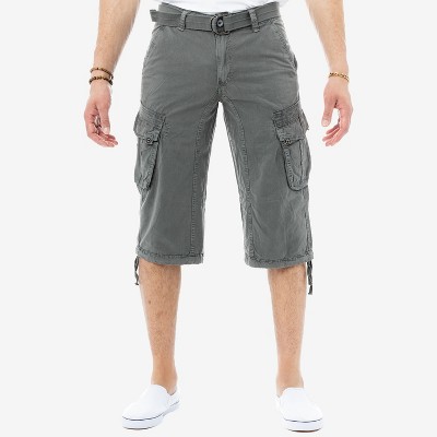 X Ray Men’s Belted 18 Inch Below Knee Long Cargo Shorts In Grey Size 40 ...