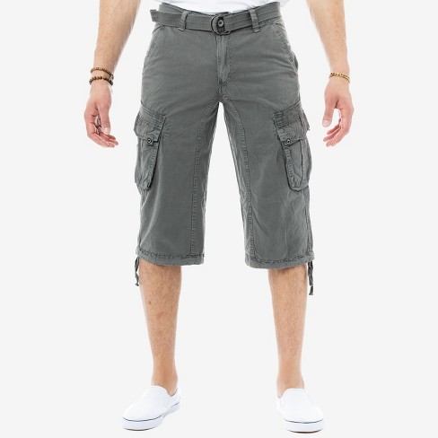 X Ray Men s Belted 18 Inch Below Knee Long Cargo Shorts In Grey