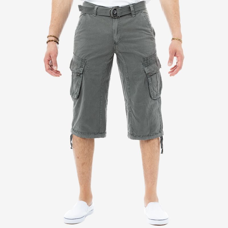X RAY Men’s Belted 18 Inch Below Knee Long Cargo Shorts, 1 of 5
